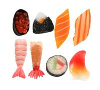 POPETPOP 8 Pièces Sushi Artificiel Réaliste PVC Décoration Japonaise Lifelike pour Cuisine Salon et Vitrine Modèles de Nourriture Simulée et