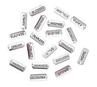 POPETPOP 80 pièces Pendentifs DIY Mots Inspirants Rectangulaires Accessoires Durables pour Fabrication Bijoux Bracelets Colliers Breloques Gravées Motivationnelles pour Création