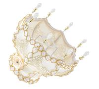 POPETPOP Abat-jour en Tissu Festonné à Pompons, Style Européen Vintage, Diamètre 25 Cm, Compatible Lampes de Table et Lampadaires, Décor Chambre et Salon, Abat-jour Cylindrique Élégant,