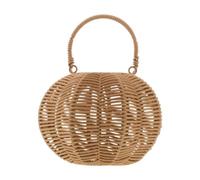 POPETPOP Abat-jour Lanterne Citrouille Tressée Rotin avec Poignée | Style Rustique Farmhouse, Lumière D'ambiance sans Éblouissement, Installation Facile pour Patio et Intérieur