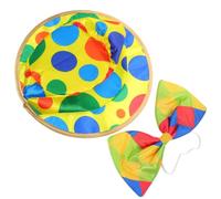 POPETPOP Accessoires de Costume de Clown Unisexes en Tissu Comprenant Chapeau Haut de Forme et Nœud Papillon Confortables pour Performances et Comédies Musicales