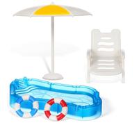 POPETPOP Accessoires de lutin d'été avec mini parasol, chaise longue pour maison de poupée, jardin, bricolage, jardin féérique, mini décoration pour enfants