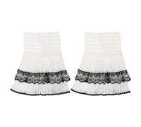 POPETPOP Accessoires Élégants Manchettes et Adaptés en Chiffon, Confortables en Dentelle Blanc Amovibles pour Femmes pour Cosplay ou Costumes Pirates Coloniaux