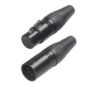 POPETPOP Adaptateur Audio Jack XLR 5 Broches Mâle vers Femelle 1 Paire Connecteur Audio pour Microphone DIY Noir et DMX