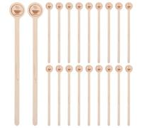 POPETPOP Agitateurs à Café Bâtonnets Mélangeurs Réutilisables 100 Pièces en Bois Beige avec Tête Ronde pour Usage Quotidien et Bureau, pour Cocktails et Boissons Chaudes