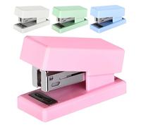 POPETPOP Agrafeuse Manuelle Compacte en Métal 4 Pièces Multicolore pour Bureau et École Mini Agrafeuse Portable Antidérapante pour Documents et Travaux Scolaires