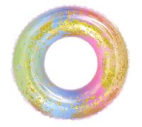 POPETPOP Anneau de Natation PVC Semi Transparent à Sequins Dégradé Couleur Arc Ciel Flottant sans Outils de Gonflage pour Ans Piscine Coloré pour Fête et Plage