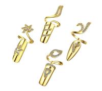 POPETPOP Anneaux à Ongles Ajustables en Alliage Doré pour Femmes, Design Unique et Créatif, 4 Pièces, Décoration pour Mariages et Anniversaires