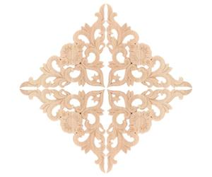 POPETPOP Appliques en Bois Sculpté Lot de 4, Moulures Décoratives Baroques pour Décoration Intérieure de Meubles, Motifs Rosace d'Angle 15X15 CM