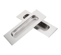 POPETPOP Argenté Poignée Encastrée en Acier Inoxydable 2 Pièces | Design Encastré Discret, Surface Lisse, Résistance à Rouille et Corrosion, pour Meubles la Cuisine