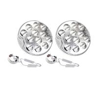 POPETPOP Assiette à Escargots Inox 12 Compartiments 2 Pinces, Plaque de Cuisson Fruits de Mer 4 Pièces, Vaisselle pour Barbecue, Ustensile Cuisine Résistant au Lave-vaisselle, Usage Maison