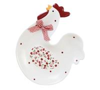POPETPOP Assiette Céramique Forme Poule Rouge Motif Floral Petite Pratique pour Dessert Service de Snacks et Buffet Maison