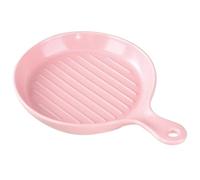 POPETPOP Assiette de Service Compatible Micro-ondes Rose en Céramique avec Poignée, Design Ergonomique et Unique Cuisine Occidentale et Repas