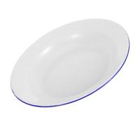 POPETPOP Assiette Émaillée Vintage Blanche 26cm, Large et Peu Profonde