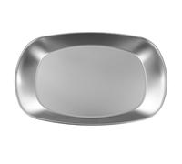 POPETPOP Assiettes de Service en Acier Inoxydable 304 Argentées, Surface Lisse et Brillante, Réutilisables pour Pâtes, Fruits et Desserts en Toutes Occasions