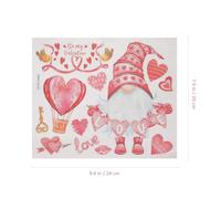 POPETPOP Autocollant de Fenêtre Thème de Noël 24x20 Cm, Sticker Mural Autocollant Décoratif de Vitrine en Verre, Motif Dessin Animé Nain Rose Cœur, Accessoire Maison Festif et Amovible