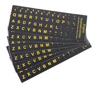 POPETPOP Autocollants Clavier Anglais 6 Pièces Universels, Lettres en Jaune Gras, Accessoire pour Clavier PC Portable, Style Moderne, Usage Informatique Bureautique