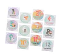 POPETPOP Autocollants Mensuels pour Bébé, Ensemble Créatif 12 Pièces, Autocollants d'Étape Néonatal en Vinyle, Fournitures Photo Bébé pour Immortaliser la Première Année