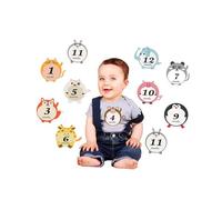 POPETPOP Autocollants pour Bébé Mois 12pcs en Pvc Design Cartoon Adorable, Décoratifs et Pratiques pour Photos et Baby Shower, Présent Naissance Fille Garçon