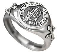 POPETPOP Bague Croix Rétro pour Hommes Anneau Praying Hands Original Punk et Accessoire pour et