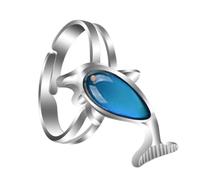 POPETPOP Bague Délicate en Alliage Thermochromique en Forme de Mammifère Marin, Bijou Chic et Créatif pour Anniversaire ou Présent de Noël, Finition Soignée et Élégante