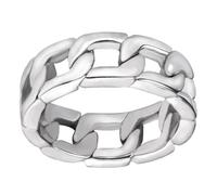 POPETPOP Bague En Acier Inoxydable à Maillons Épais, Style Chaîne Creuse, Acier Titane, Anneau Masculin, Adapté Pour Fêtes Et Usage Quotidien, Taille 11