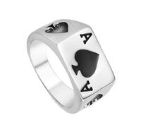 POPETPOP Bague En Acier Titane Homme As De Pique Punk Décorative Style Rétro Bijoux Masculin Taille 9 Pour Soirée Festival Et Tenue Quotidienne