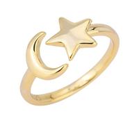 POPETPOP Bague Étoile Lune Réglable Ouverte pour Femmes et Anneau Doré Chic et Confortable Femme