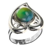 POPETPOP Bague Fantaisie Cœur Thermochromique en Alliage Réglable pour Femmes Bijoux D'humeur Mode Mariage Cérémonie Taille Ajustable Pêche