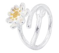 POPETPOP Bague Fleur de Lotus Ouverte Réglable pour Femme Bague Esthétique pour Filles Accessoire Décoratif pour Fête Cosplay Carnaval Présent Anniversaire