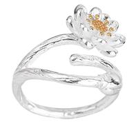 POPETPOP Bague Fleur De Lotus Réglable Pour Femmes, Bague Ouverte En Alliage Doré, Bijou Léger Et Délicat, Pour Fêtes, Anniversaires Et Usage Quotidien, Taille Unique Ajustable