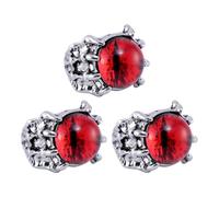 POPETPOP Bague Œil de Diable Punk 3 Pièces en Alliage Réglable Unisexe pour Homme et Femme Style Gothique Anneau Ouvert Rouge Anniversaire