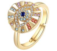 POPETPOP Bague Réglable Œil Maléfique en Cuivre Doré pour Femmes, Anneau Décoratif Élégant et Chic, pour Soirées et Présents Uniques