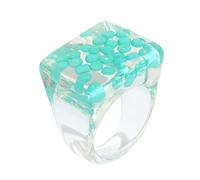 POPETPOP Bague Résine Bleue pour Femme Anneau Large Au Design Unique Bijoux Doigt Anniversaire Élégant