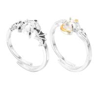POPETPOP Bagues Assorties pour Couples Alliage et Pierres de Lune, Design Unique et Captivant, Anneaux du Diable et Ange pour Amis et Amoureux