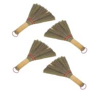 POPETPOP Balai à Poussière en Paille Léger Fait Main, Lot de 4 Pièces, Brosse Douce pour Meubles et Bureau, pour Décoration D'halloween et Usage Quotidien