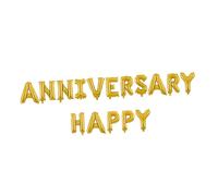POPETPOP Ballons Aluminium Happy Anniversary Dorés Lettres Décoratives pour Mariage et Fête Anniversaire Ensemble pour Décoration Murale et Événementielle