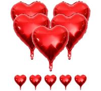 POPETPOP Ballons en Aluminium de Cœur Rouges 10 Pièces - Décoration de Fête, Mariage, Saint-valentin et Fiançailles - Ballons Décoratifs pour Anniversaire et Événements Spéciaux