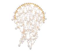 POPETPOP Bandeau Bohème en Maille Dorée Orné de Fausses Perles, Accessoire de Tête Vintage pour Mariée et Invitées, Serrage-tête Élégant pour Mariage, Fêtes et Célébrations, Style Rétro