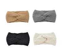 POPETPOP Bandeau Chauffe-oreilles 4pcs Pour Femmes Noir Beige Camel Gris Bandeaux Élastiques En Laine Pour Hiver Gardent Chaud Taille Unique Accessoires De Coiffure