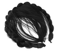 POPETPOP Bandeau Cheveux Tressé Synthétique Frange Accessoire Coiffure Pour Femmes Postiche à Frange Coiffure Élégante Pour Soirées Et Événements Taille Unique Couleur Noir Naturel