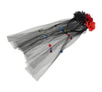 POPETPOP Bandeau Halloween Jour des Morts Mariée avec Voile Mesh Fleurie Accessoire de Cheveux Gothique Léger et Respirant pour Fêtes et Cosplay