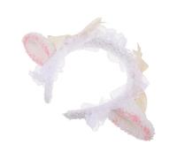 POPETPOP Bandeau Lolita en Dentelle avec Oreilles D'agneau Beige, Accessoire Cheveux Mignon et Confortable pour Cosplay ou Usage Quotidien des Filles