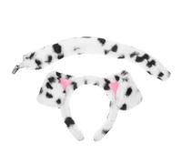 POPETPOP Bandeau Oreilles Dalmatien avec Queue Set Complet pour Garçon Fille et Adultes Accessoire Chien Cosplay Fête Pelucheux