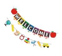 POPETPOP Banderole de Bienvenue Rentrée Scolaire Drapeaux Suspendus Décoratifs 2 Pièces Impression Couleur Vive pour Porte et Mur Décoration Fête et Salle de Classe