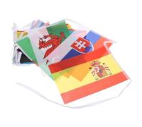 POPETPOP Bannière de Drapeaux Nationaux en Polyester pour Camping, Décoration de Fête 24 Drapeaux Lisses et Belle Finition, pour Jardin ou École