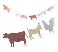 POPETPOP Bannière de Fête à Thème Ferme Beige Décoration Suspendue D’Animaux Ferme Banderole Unique pour Anniversaire Intérieur et Extérieur Accessoire Photo