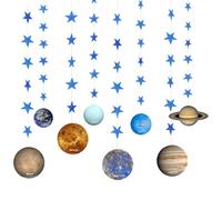 POPETPOP Bannière de Fête Thème Planète Papier Pailleté Brillant, Décoration pour Anniversaire et Diverses Fêtes, Ambiance Joyeuse et Design Système Solaire Couleur Couleur Aléatoire