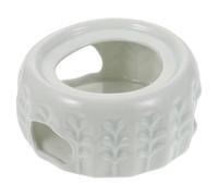 POPETPOP Base Chauffante en Céramique pour Théière, Support Bougie Isolant, Facile à Transporter et Ranger, pour Bureau ou Fêtes d'anniversaire, 1 Pièce Blanche