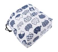 POPETPOP Bento Épais Coton et Lin avec Cordon de Serrage Lunch pour Bureau et Pique Fourre Tout et Portable Design Kawaii Blanc Bleu
